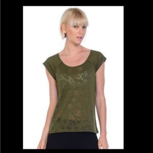 Skull Top Burnout Tee LAST ONE Goth Gothic Olive Green Rocker Punk Skulls